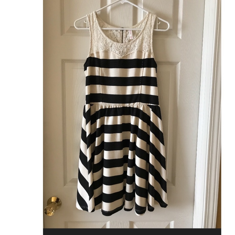 Black and Cream Striped Dress